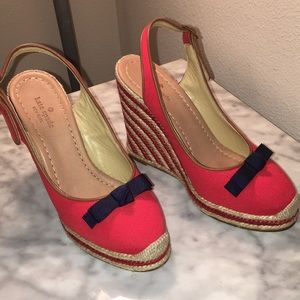 Kate Spade Sweetie Red Canvas Wedge Espadrilles